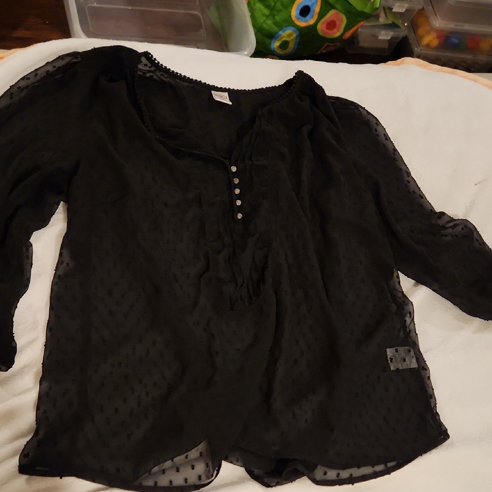Elegant Black Sheer Women's Top